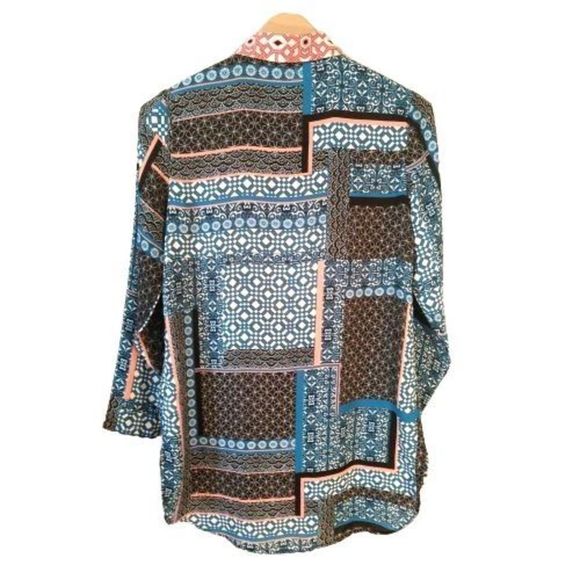 Jessica Simpson Red & Blue Print Button Front Shirt Women's Size Medium‎ - Picture 4 of 4